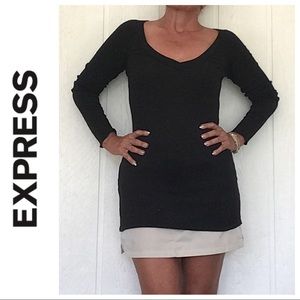 EXPRESS BLACK LONG SLEEVE BEADED SHIRT TOP MEDIUM